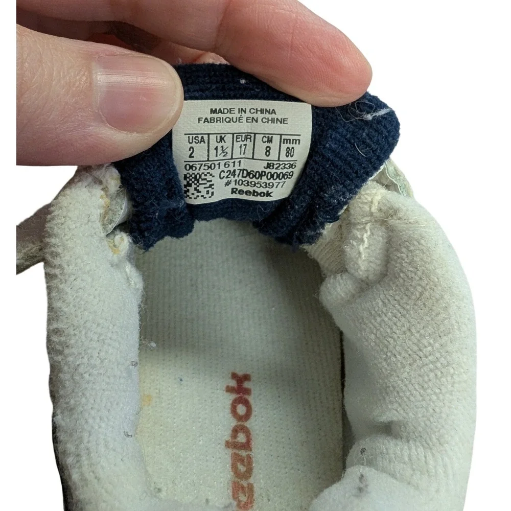 Vintage Reebok Classic Sneakers Platform Trainers White Red Blue Toddler Size‎ 2